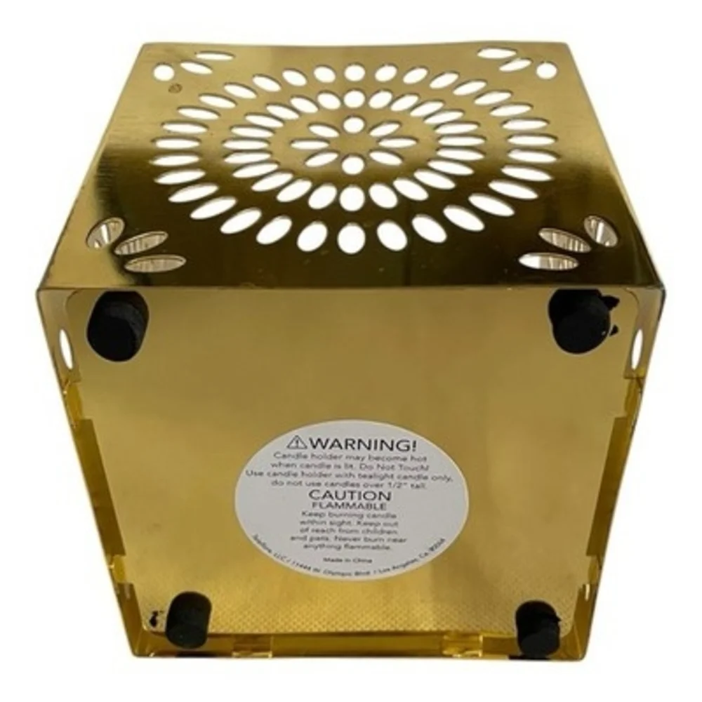 Teleflora Gold Metal Starburst Cutout Tealight Candle Holder 4.25in VG